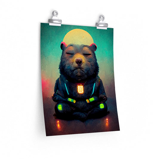 Go inward - Bear - Cyberpunk Art Print